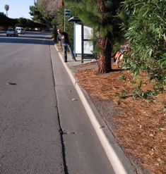 Path to bus stop needs to be extended beyond intersection.