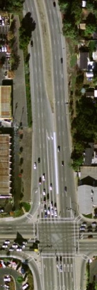 Aerial of Stevens Creek Blvd. & San Tomas.